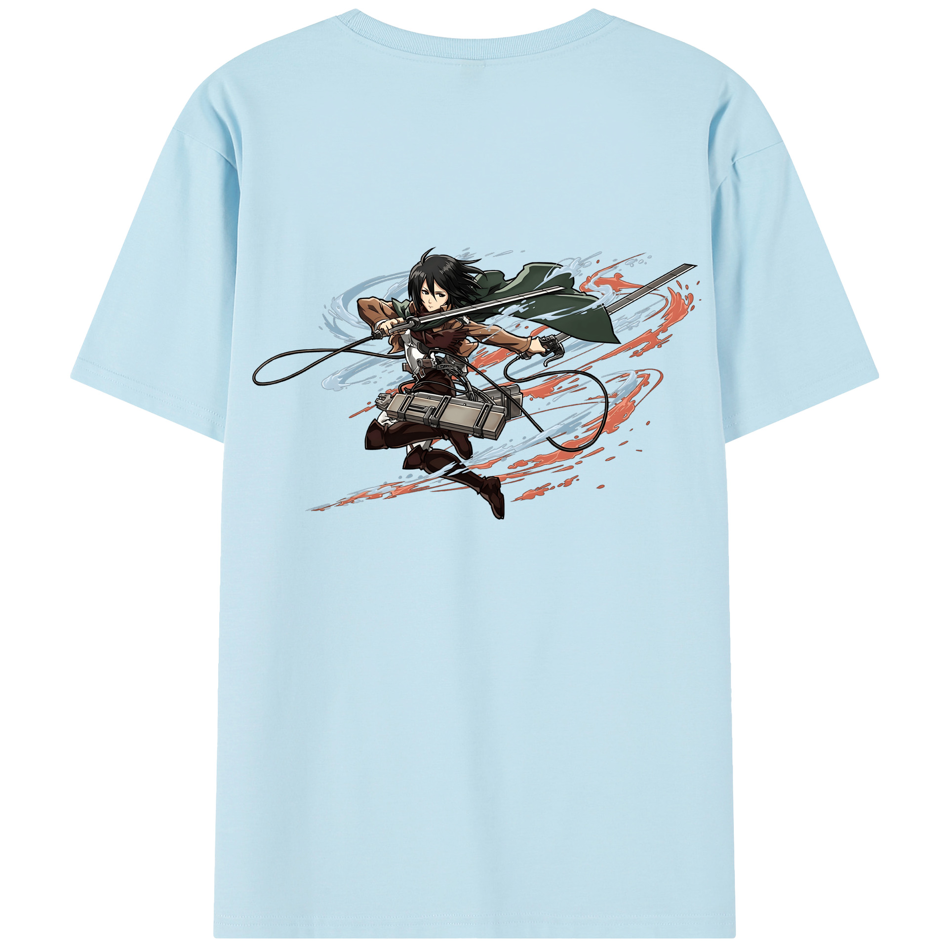 （画像用） 進撃の巨人 ミカサ·アッカーマン Attack on Titan Mikasa Ackerman 綿100％半袖Tシャツ（背面プリント）